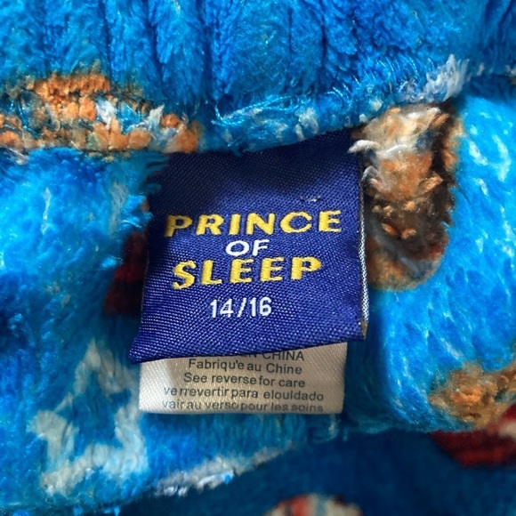 PRINCE of Sleep Boys Large 14 16 Blue Fleece Sports Pajamas Pants - Picture 4 of 5